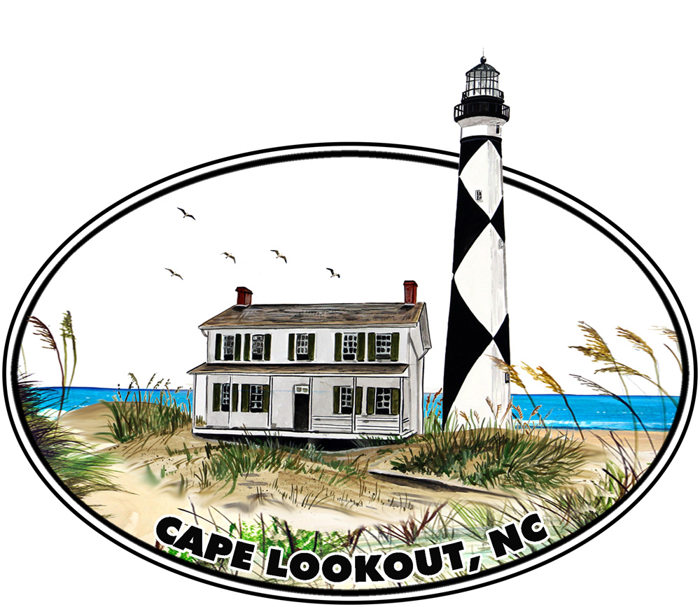 Oval Cape Lookout Lighthouse 2 Decal/Sticker