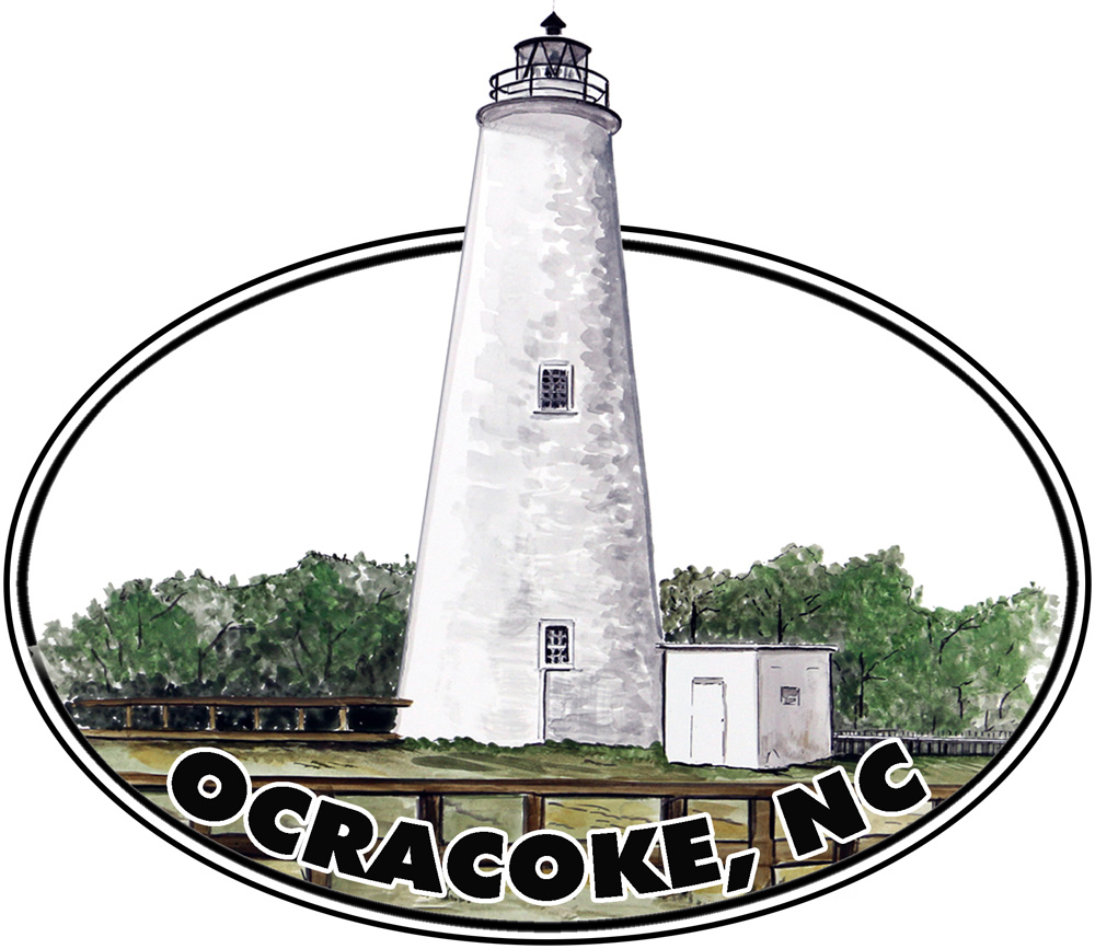 Oval Ocracoke Lighthouse Decal/Sticker - Click Image to Close