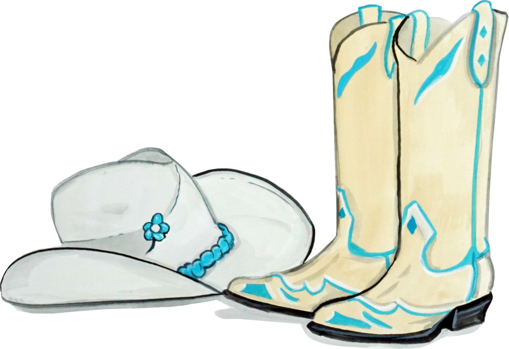 Cowgirl Boots and Hat Decal/Sticker - Click Image to Close