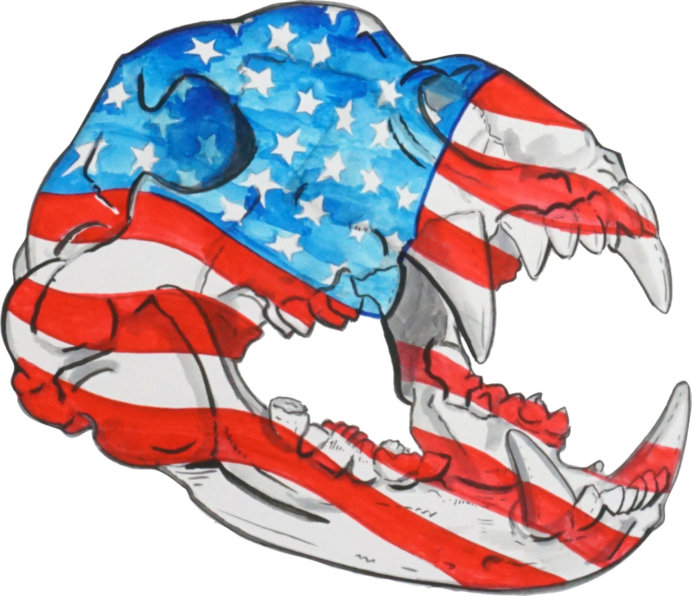 Bear Skull - USA Flag Decal/Sticker