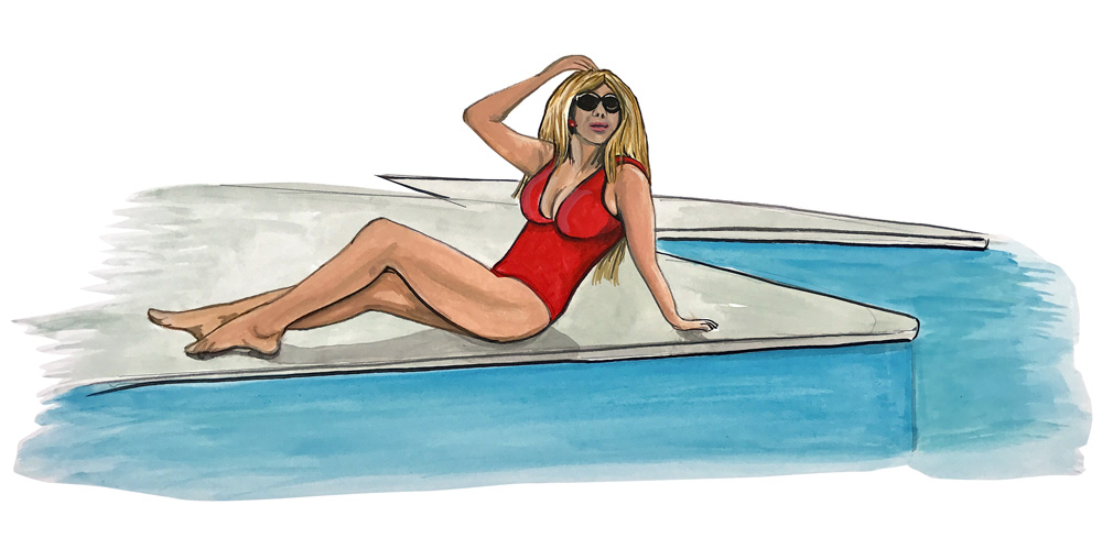 Lady by the Pool Decal/Sticker - Click Image to Close