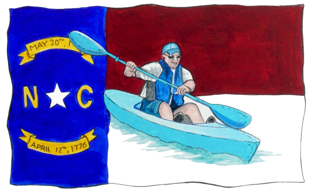 NC Flag and Kayaker Decal/Sticker - Click Image to Close