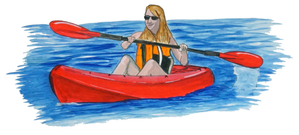 Lady Kayaking Decal/Sticker - Click Image to Close