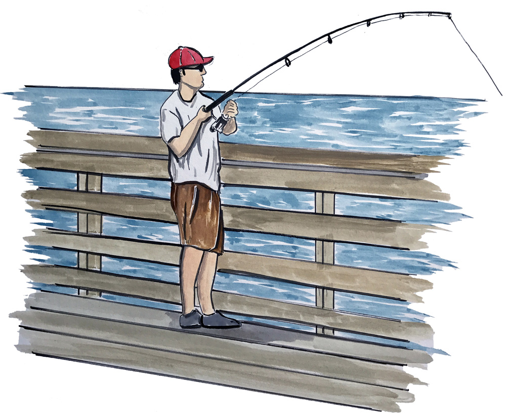 Pier Fishing Decal/Sticker - Click Image to Close