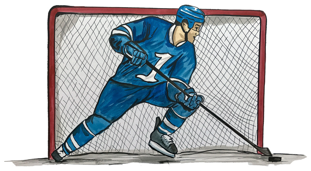 Hockey Player Decal/Sticker - Click Image to Close