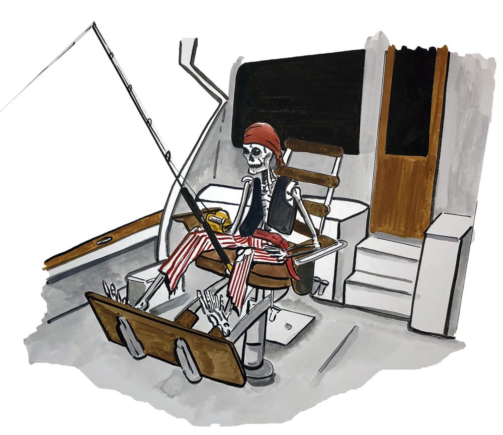 Skeleton Fishing Decal/Sticker - Click Image to Close