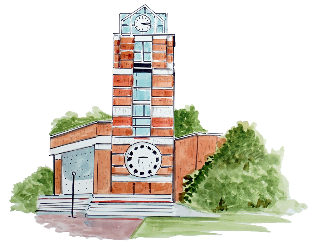 ECU College Clock Tower Decal/Sticker - Click Image to Close