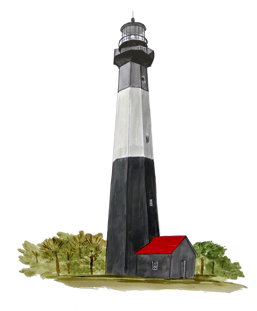 Tybee Island Lighthouse Decal/Sticker - Click Image to Close
