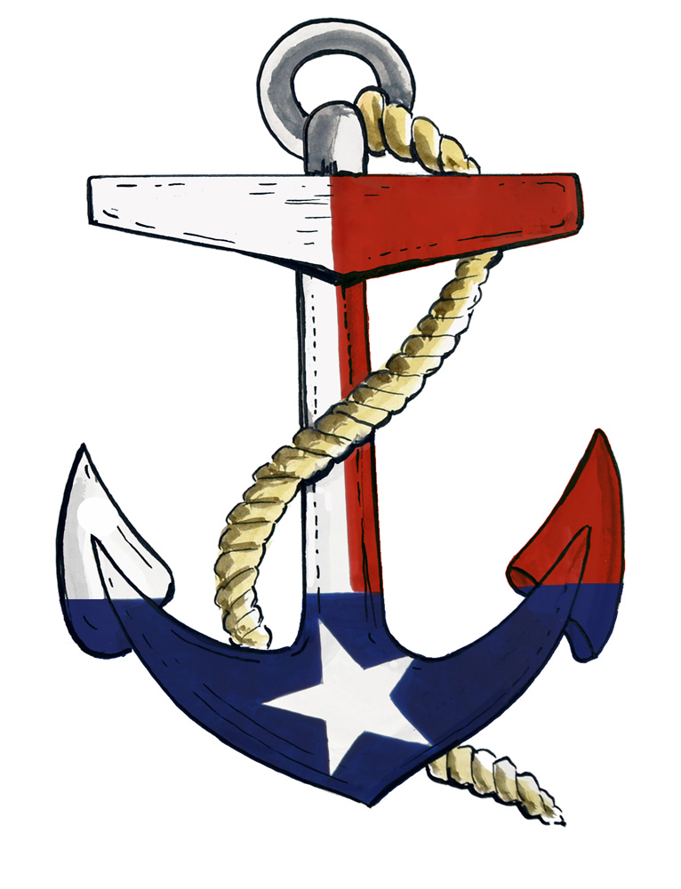 Texas Anchor Decal/Sticker - Click Image to Close