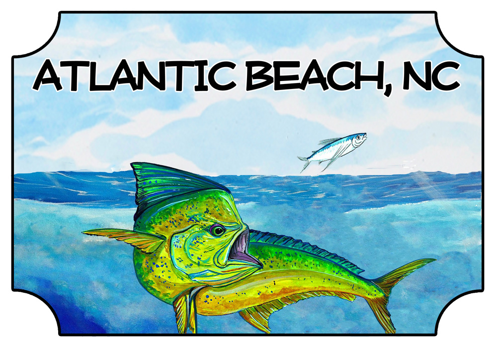 Atlantic Beach Mahi-Mahi Scene Decal/Sticker - Click Image to Close