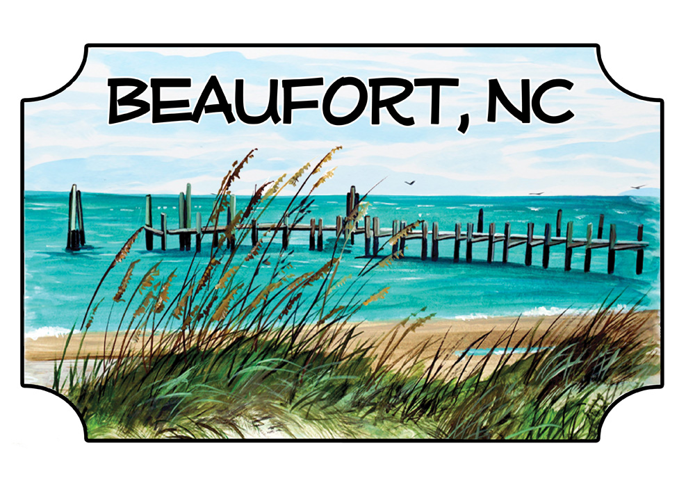 Beaufort - Lookout Dock Scene Decal/Sticker - Click Image to Close
