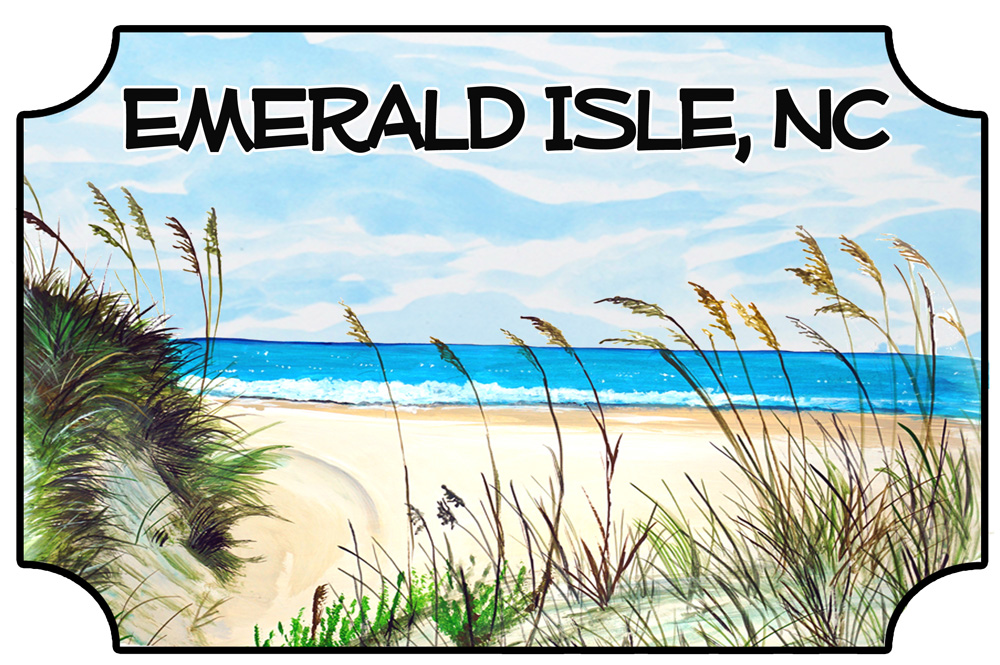 Emerald Isle - Beach Scene Decal/Sticker - Click Image to Close