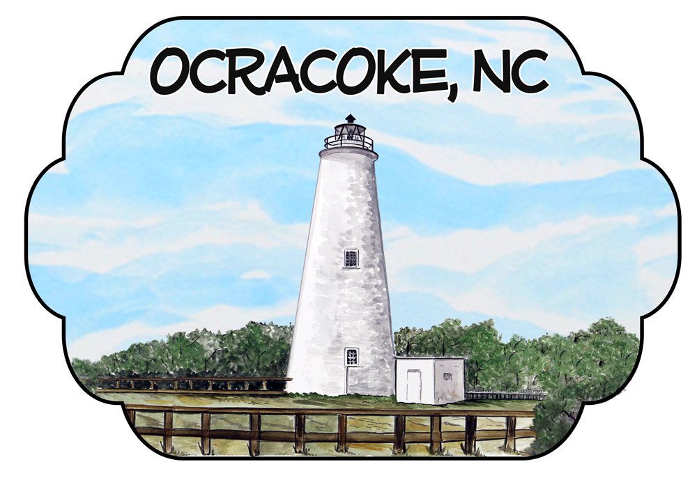 Ocracoke Lighthouse Scene Decal/Sticker - Click Image to Close