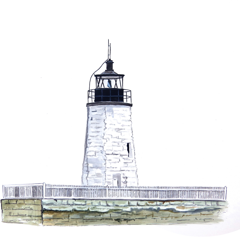 Newport RI Lighthouse Decal/Sticker - Click Image to Close