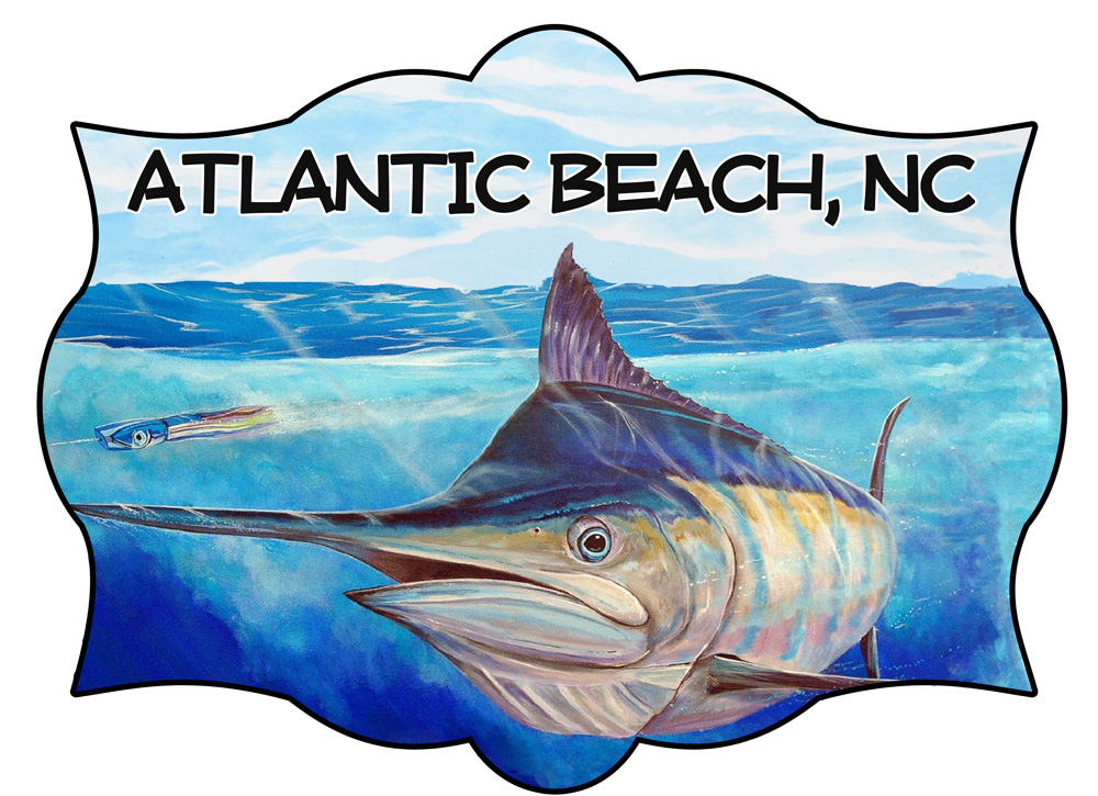 Atlantic Beach - Marlin Scene Decal/Sticker - Click Image to Close