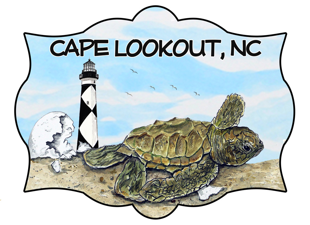 Cape Lookout - Hatchling Beach Scene Decal/Sticker - Click Image to Close