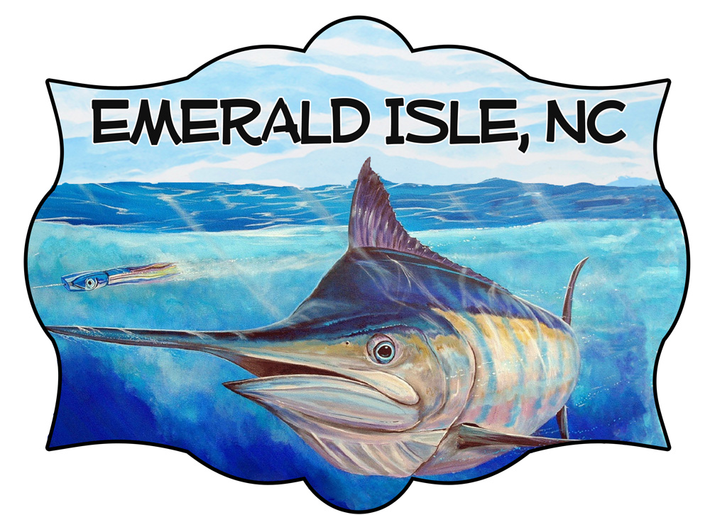 Emerald Isle - Marlin Scene Decal/Sticker - Click Image to Close