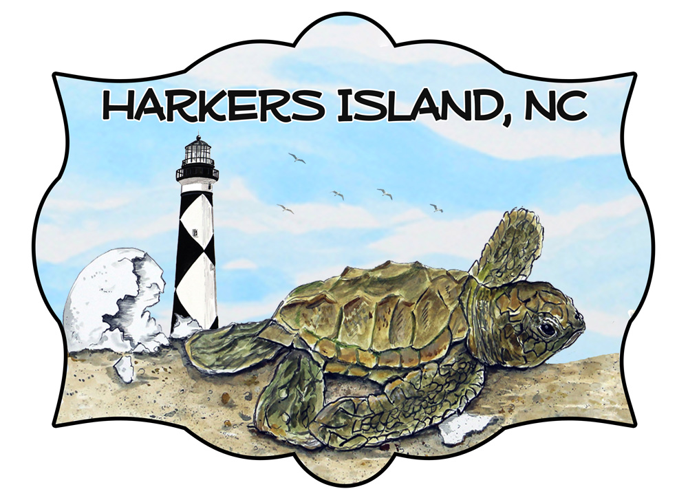 Harkers Island - Hatchling Scene w/ Lighthouse Decal/Sticker