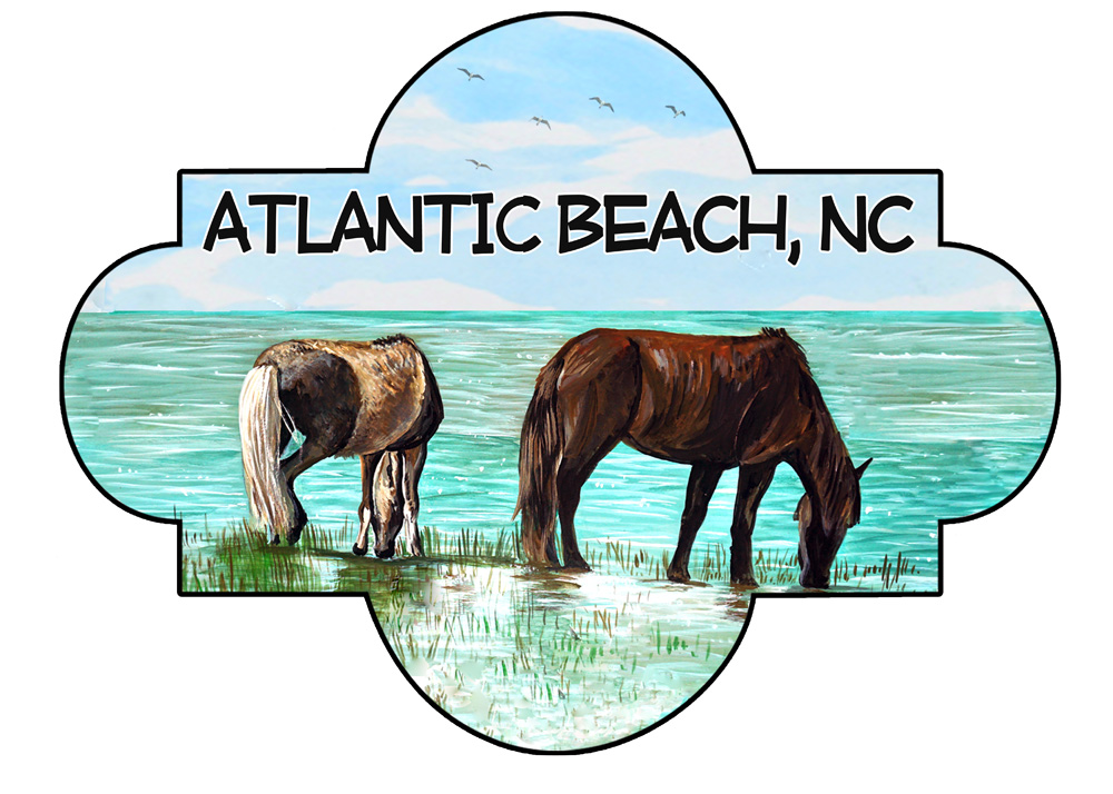 Atlantic Beach - Horses Scene Decal/Sticker