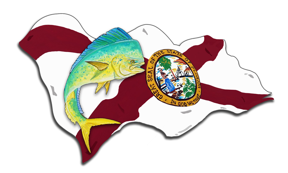 Florida Flag with Mahi-Mahi Decal/Sticker
