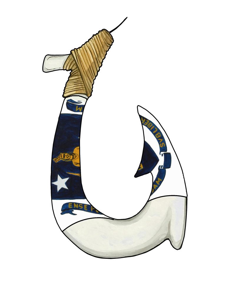 Massachusetts Flag Hook Decal/Sticker - Click Image to Close