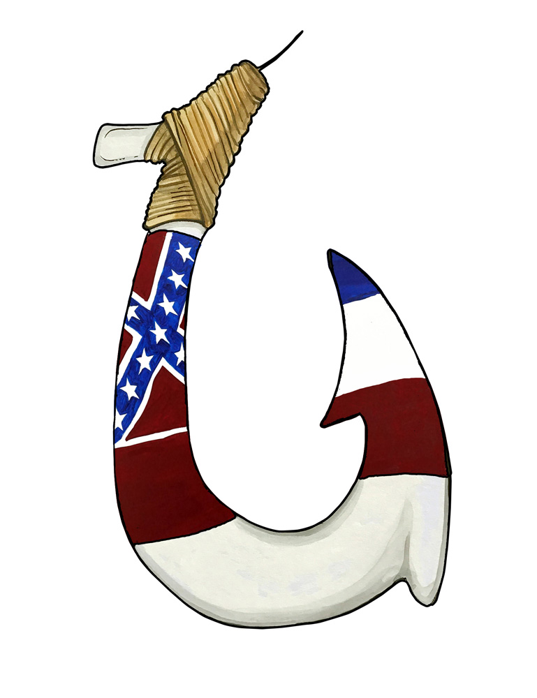 Mississippi Flag Hook Decal/Sticker - Click Image to Close