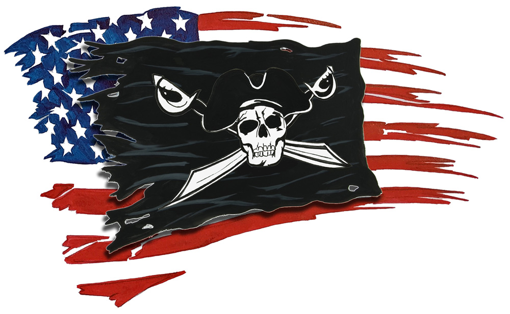 USA and Pirate Battle Flag Decal/Sticker