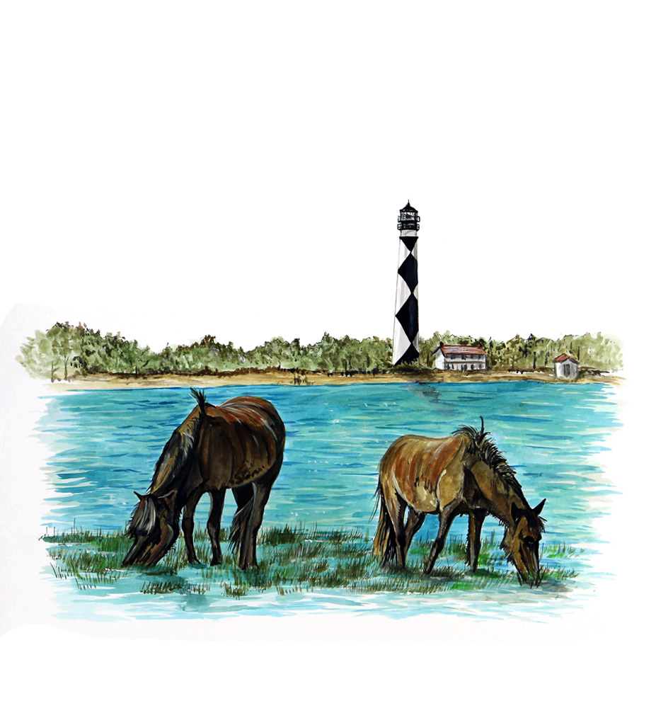 Cape Lookout and Ponies Decal/Sticker - Click Image to Close