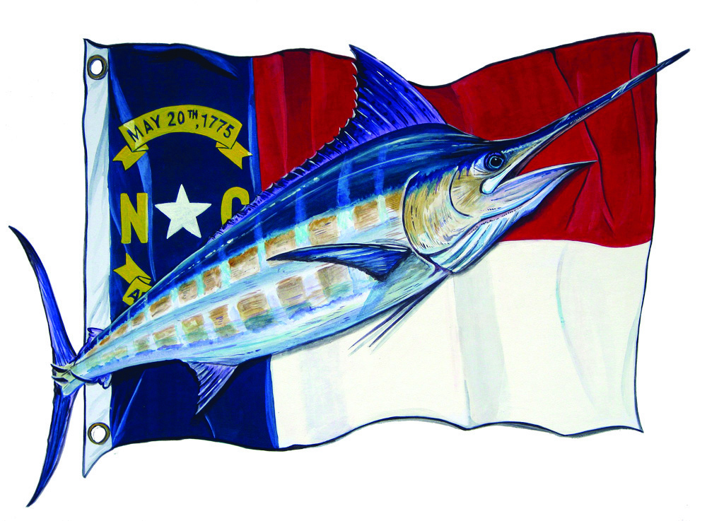 NC Flag Marlin Decal/Sticker - Click Image to Close