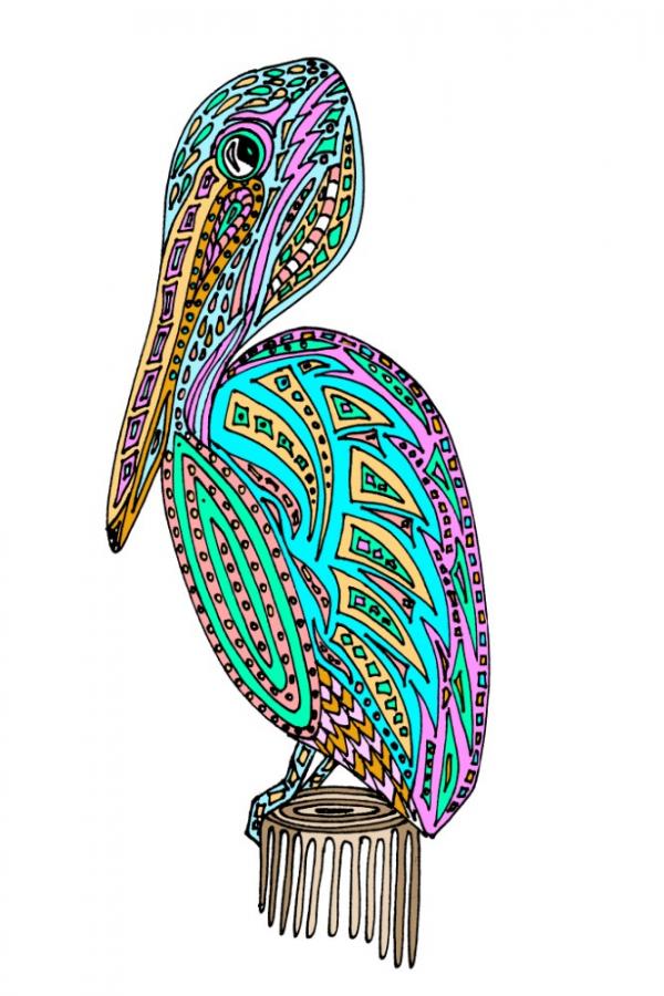 Mosaic Pelican Decal/Sticker - Click Image to Close
