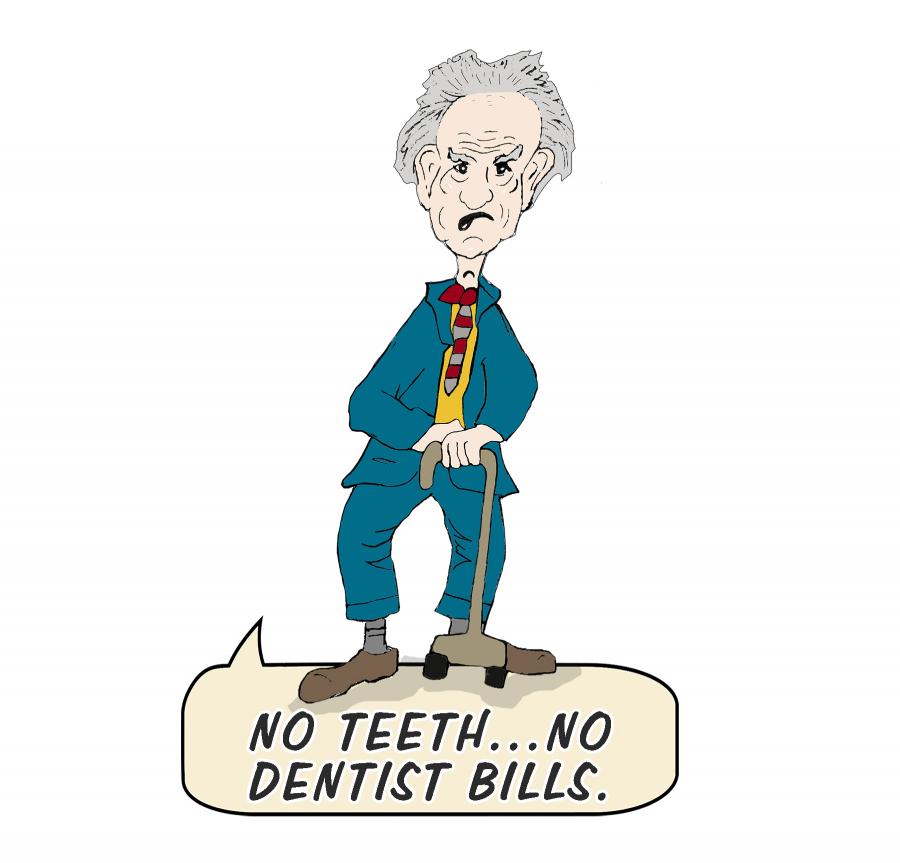 Old Man - No Teeth. No Dentist Bills Decal/Sticker
