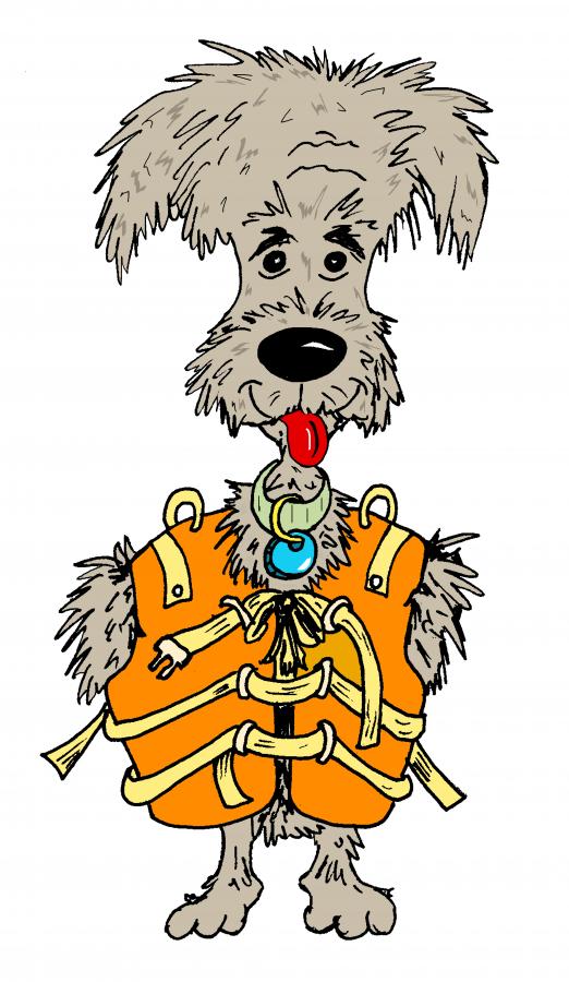 Doggy w/ Life Jacket Decal/Sticker - Click Image to Close