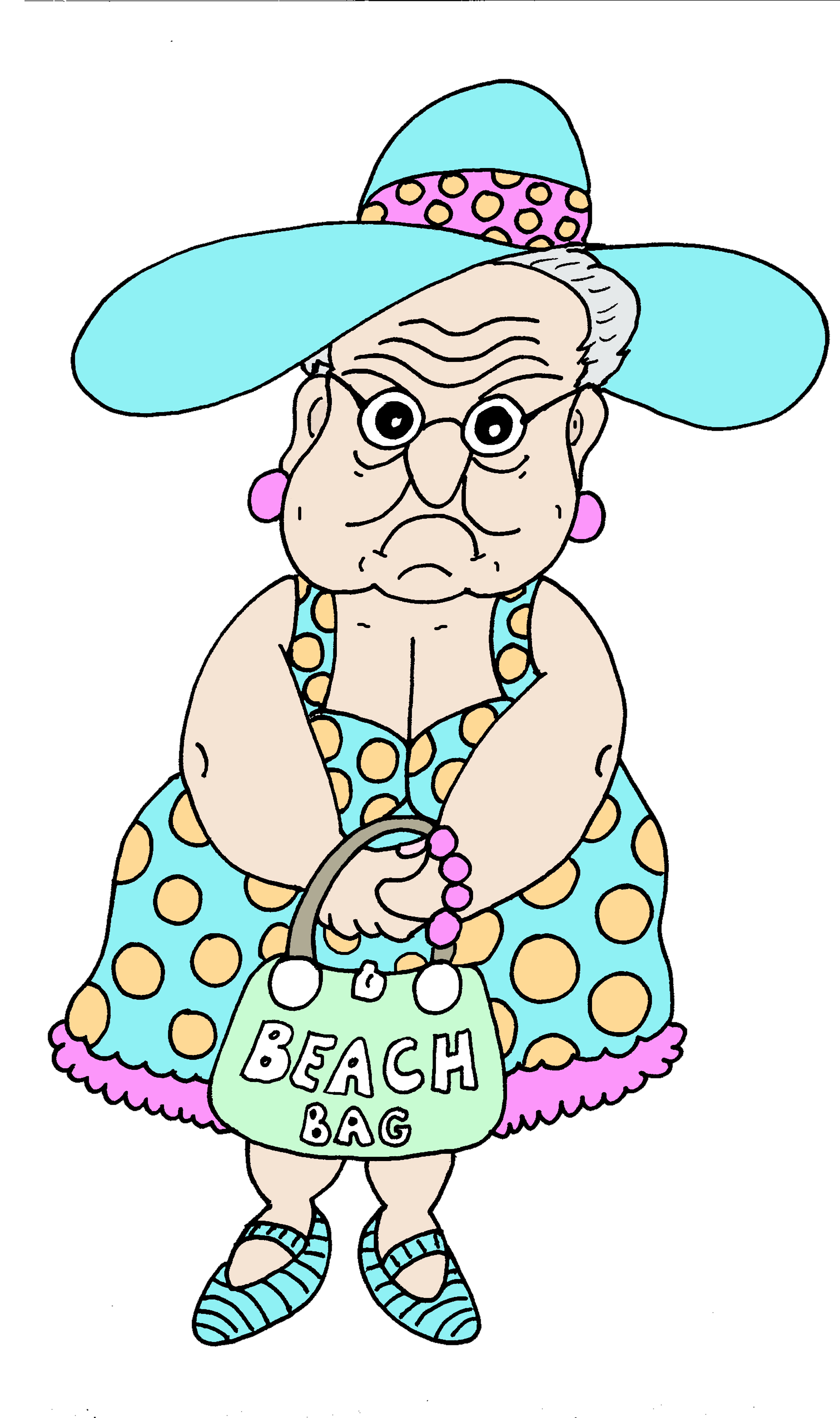 Old Lady at the Beach Decal/Sticker
