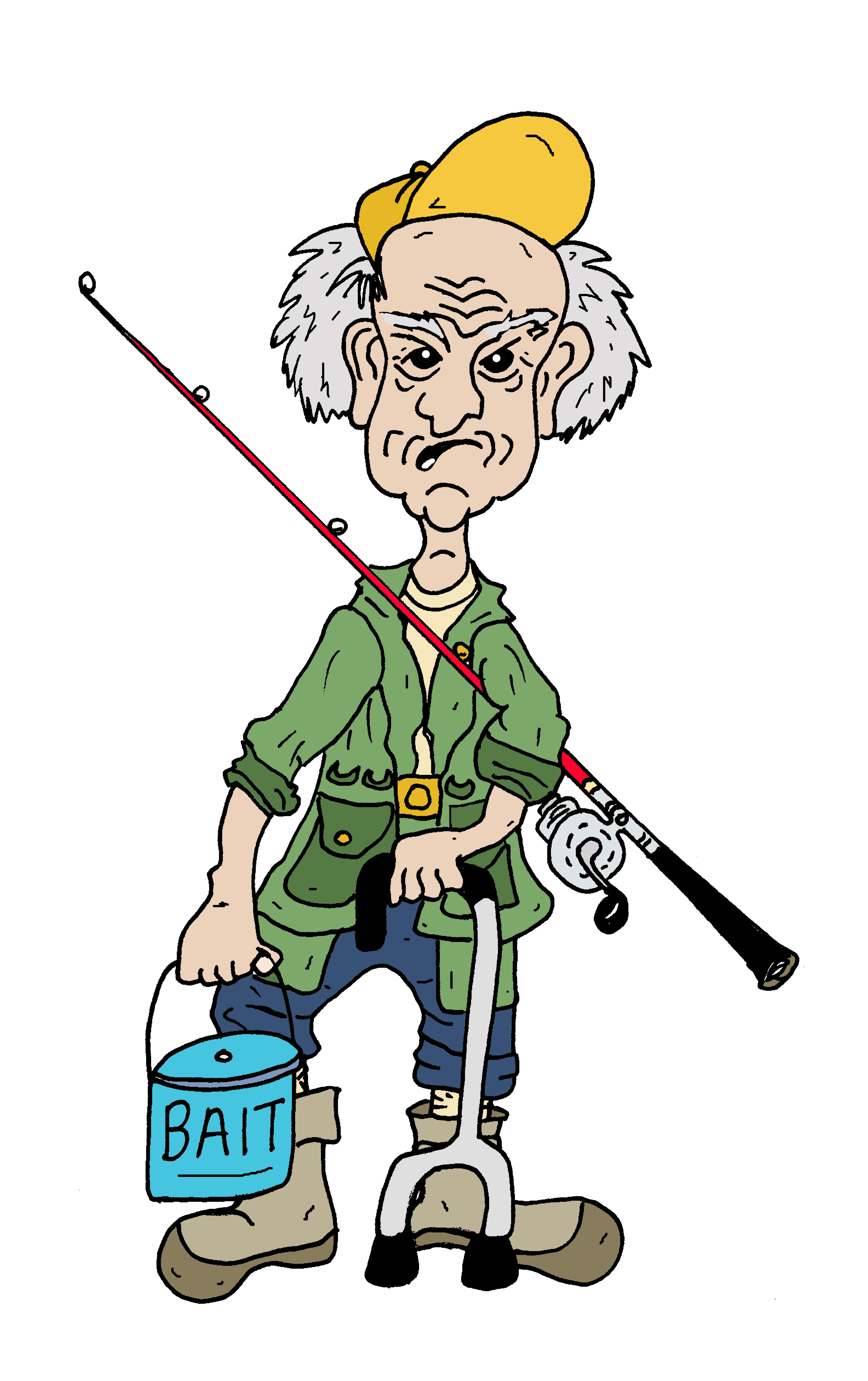 Old Man Going Fishing Decal/Sticker