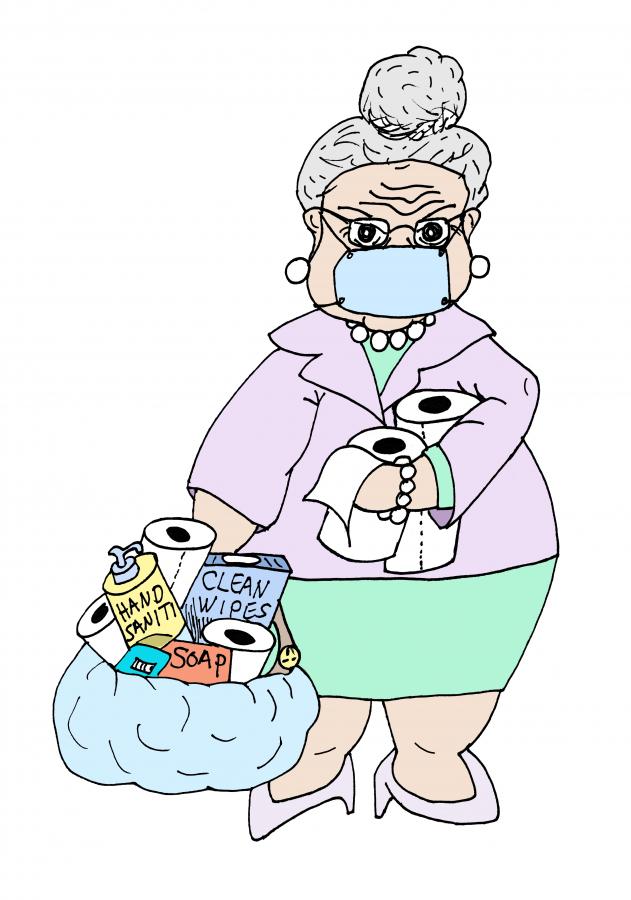 Old Lady w/ Cleaning Supplies Decal/Sticker