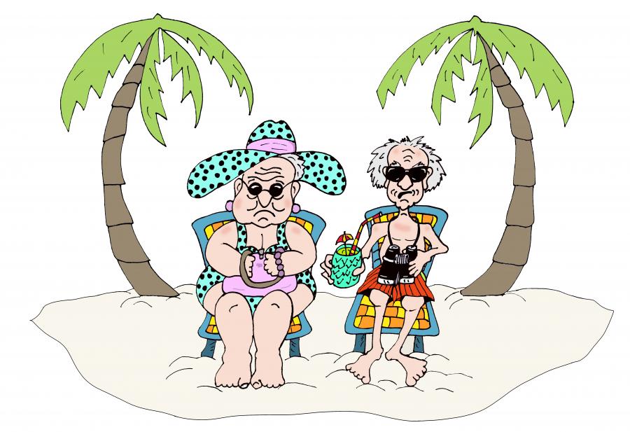 Oldsters at the Beach Decal/Sticker - Click Image to Close