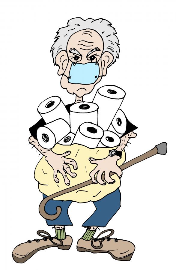 Old Man Hoarding Toilet Paper Decal/Sticker