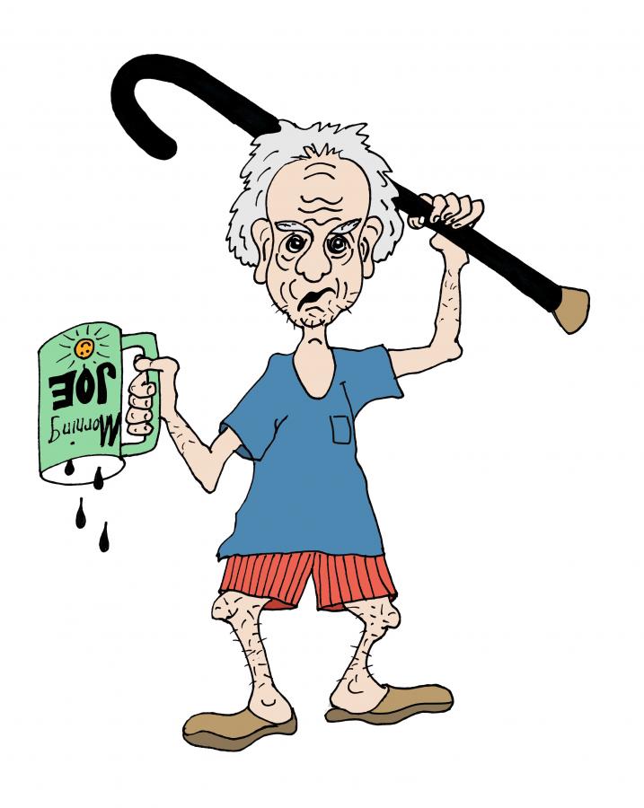 Old Man Out of Coffee Decal/Sticker - Click Image to Close