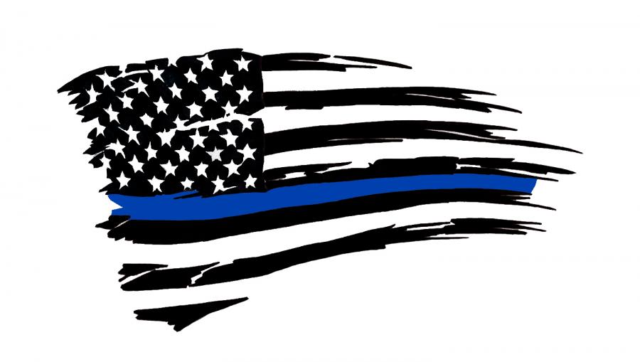 Tattered USA Flag - Blue Line Decal/Sticker