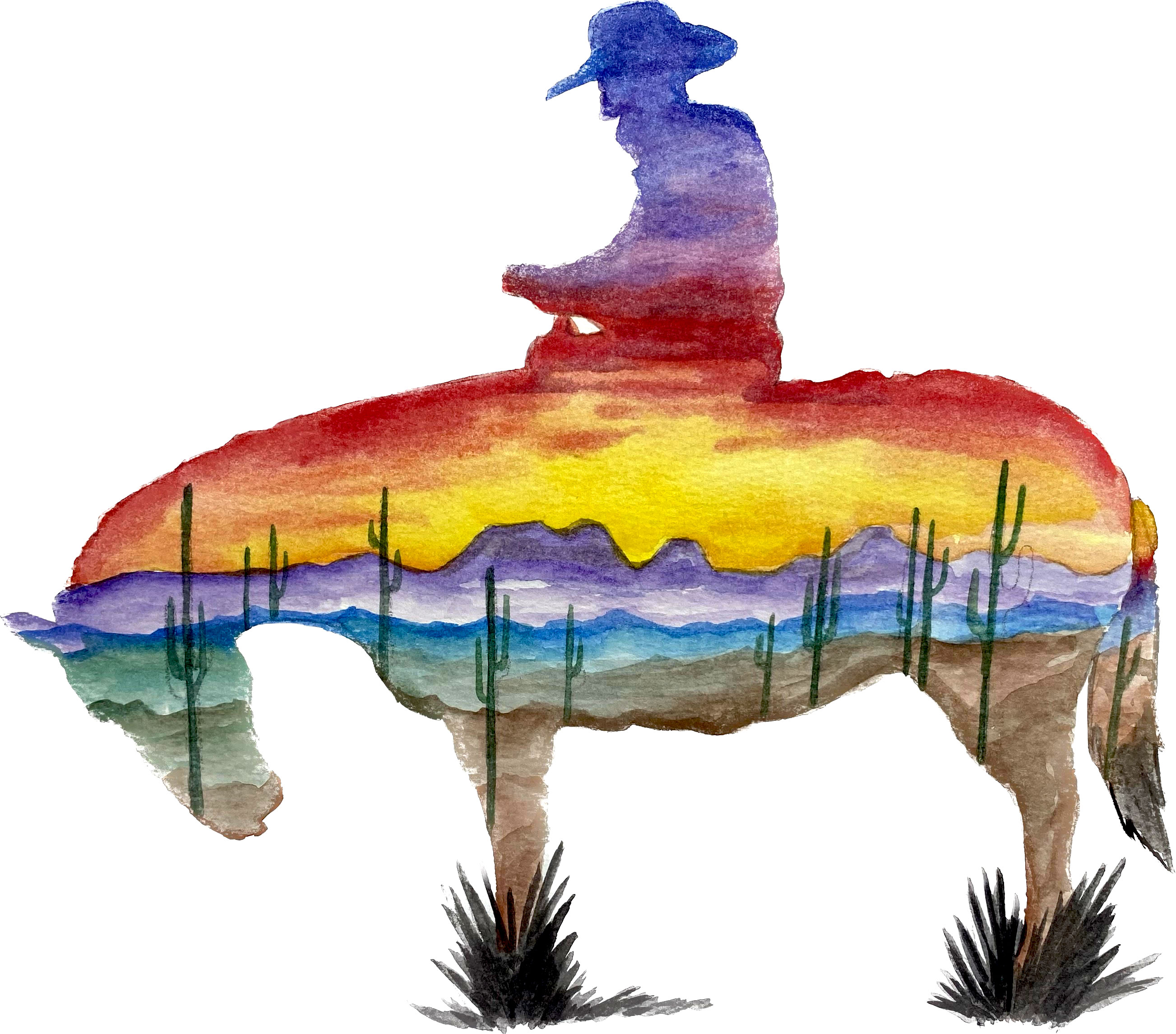 Horseback Rider Desert Sunset Silhouette Decal/Sticker - Click Image to Close