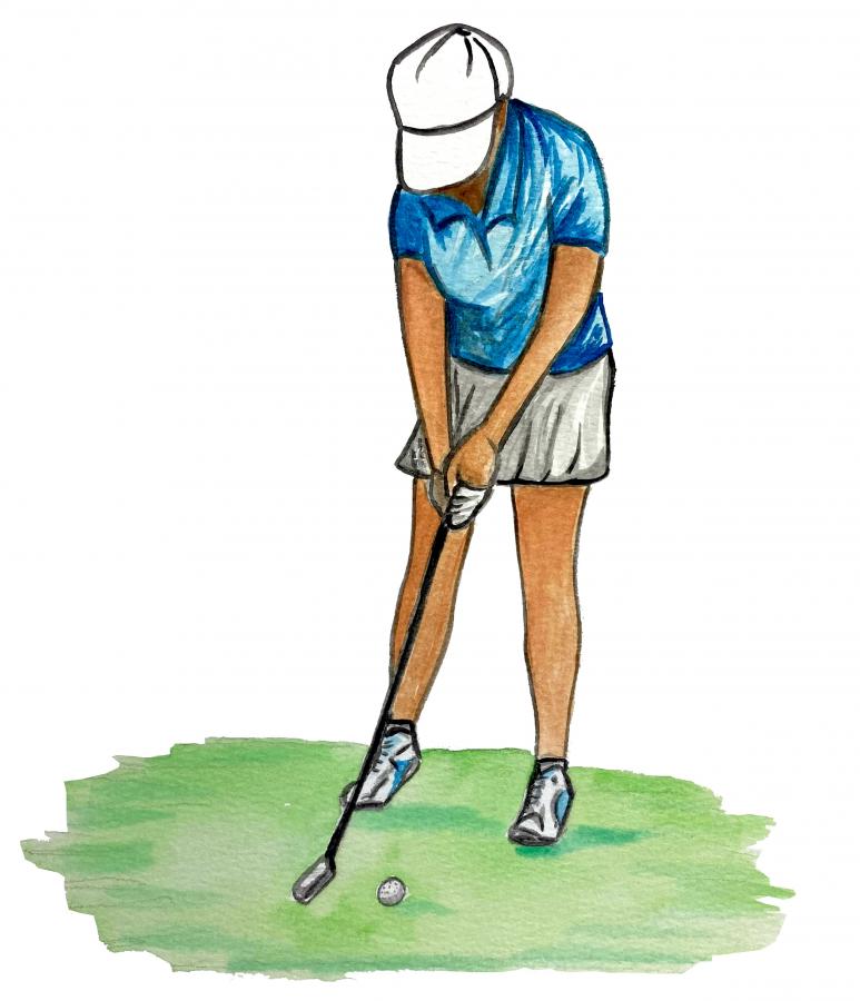 Female Golfer Putting Decal/Sticker - Click Image to Close