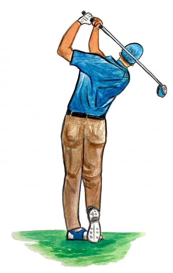 Male Golfer Teeing Off Decal/Sticker - Click Image to Close