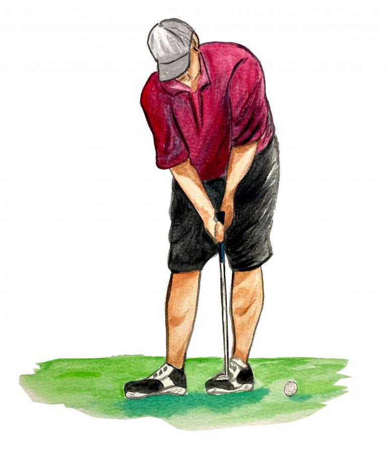 Male Golfer Putting Decal/Sticker - Click Image to Close