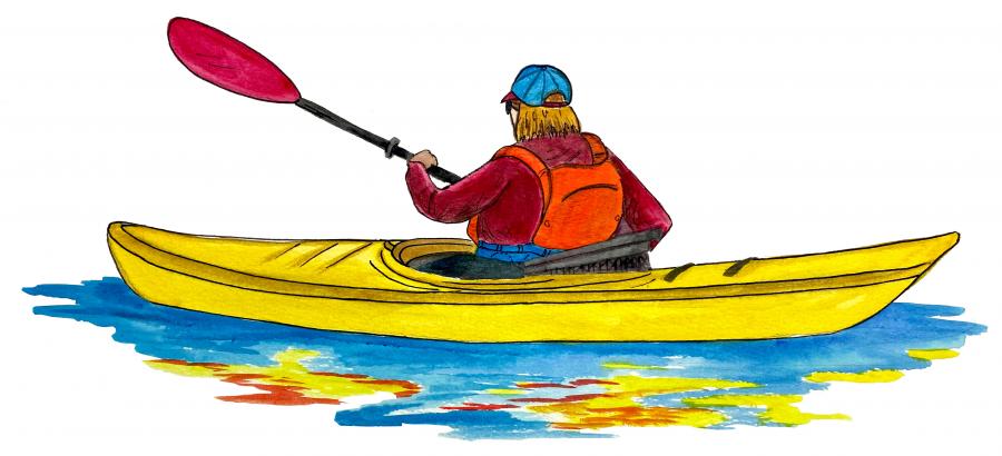 Lady Kayaker Decal/Sticker - Click Image to Close