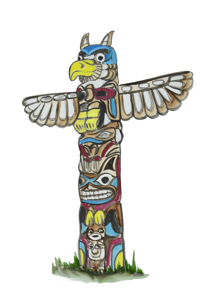 Totem Pole Decal/Sticker - Click Image to Close