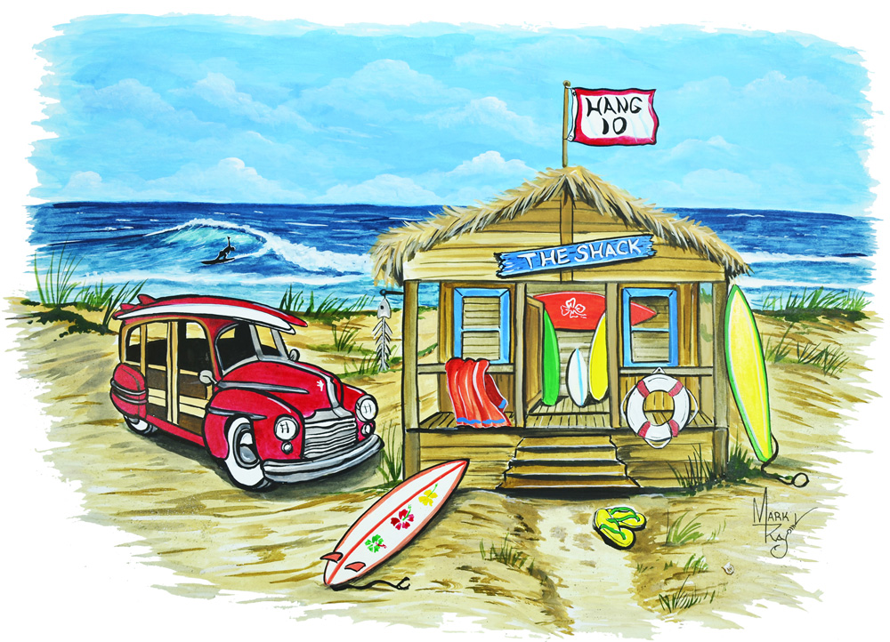 Beach Scene Woody Decal/Sticker - Click Image to Close