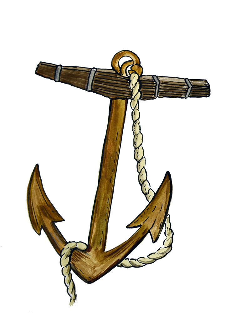 Brown Wooden Anchor Decal/Sticker - Click Image to Close