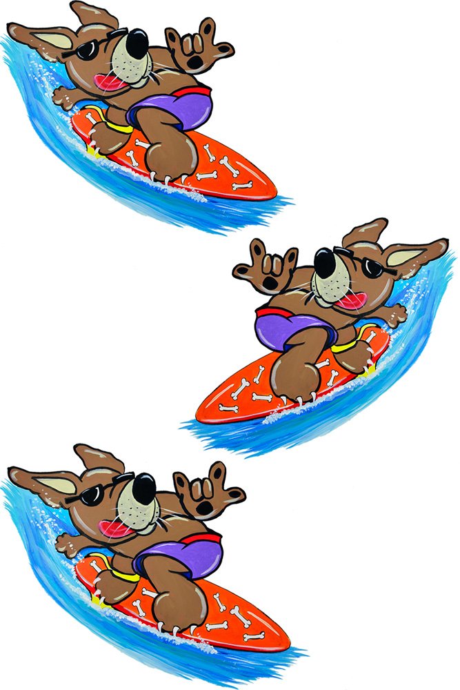 Surf Dog 3 Decal/Sticker - Click Image to Close