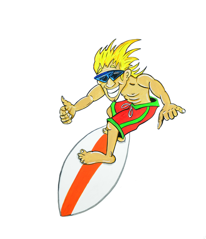 Surfer Guy Decal/Sticker - Click Image to Close