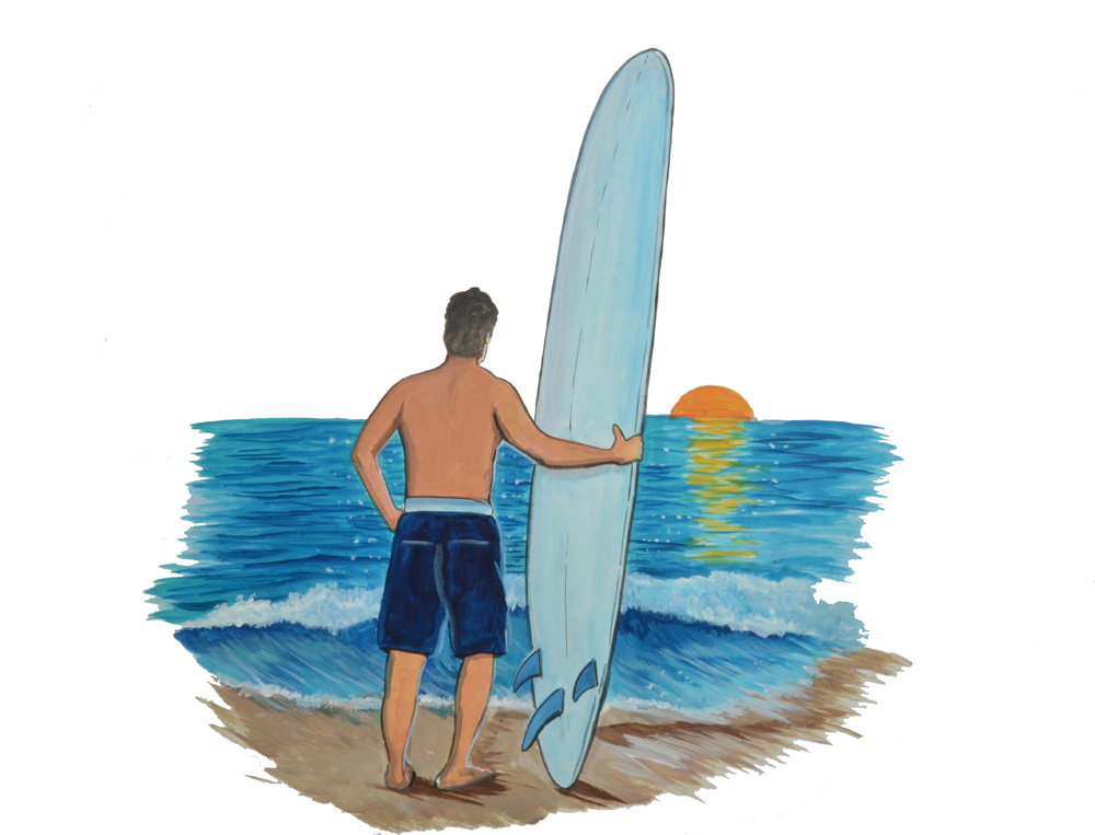 Surfer at Sunset Decal/Sticker